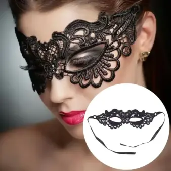 Lace Masquerade Mask – Elegant Black Half-Face Eye Mask for Halloween