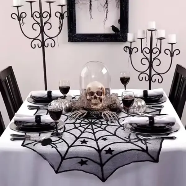 Lace Spider Web Table Runner on table