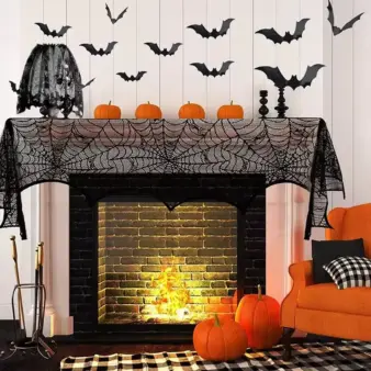 Lace Spider Web Table Runner on wall