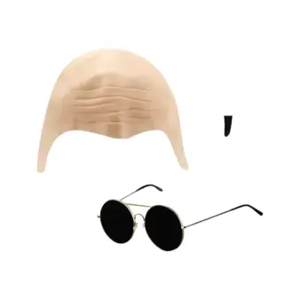 Latex Bald Cap with Round Shades for Halloween Cosplay