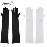 Long Satin Costume Gloves Elbow Length Opera Gloves for Cosplay Halloween & Formal Wear both