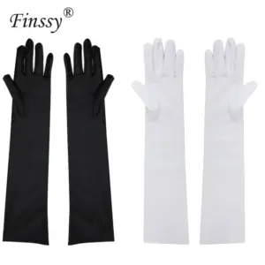 Long Satin Costume Gloves Elbow Length Opera Gloves for Cosplay Halloween & Formal Wear both