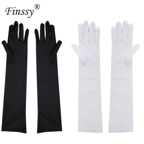 Long Satin Costume Gloves Elbow Length Opera Gloves for Cosplay Halloween & Formal Wear both