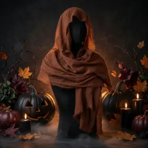 Medieval Hooded Cowl Scarf brown v