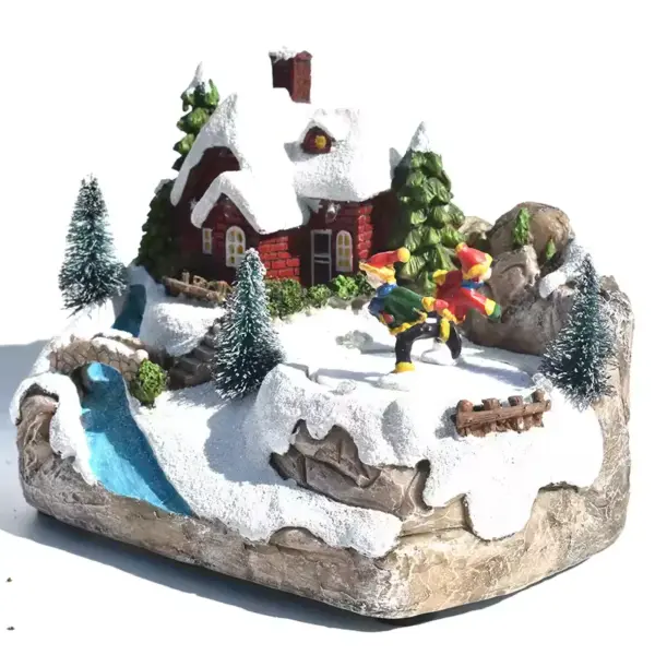 Musical Christmas Village Scene closeup