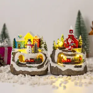 Musical Christmas Village Scene pair