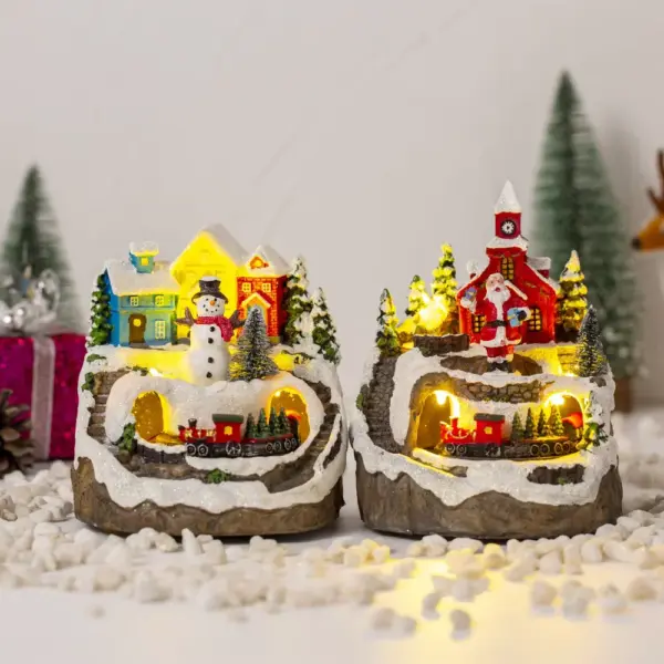 Musical Christmas Village Scene pair