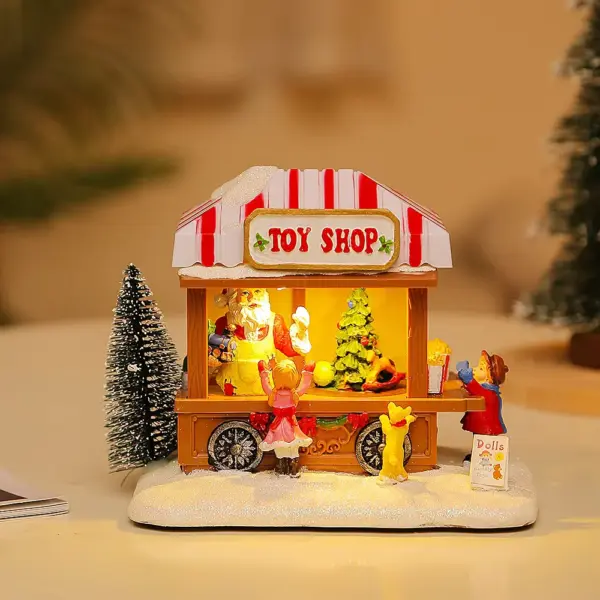 Musical Christmas Village Scene toy shop