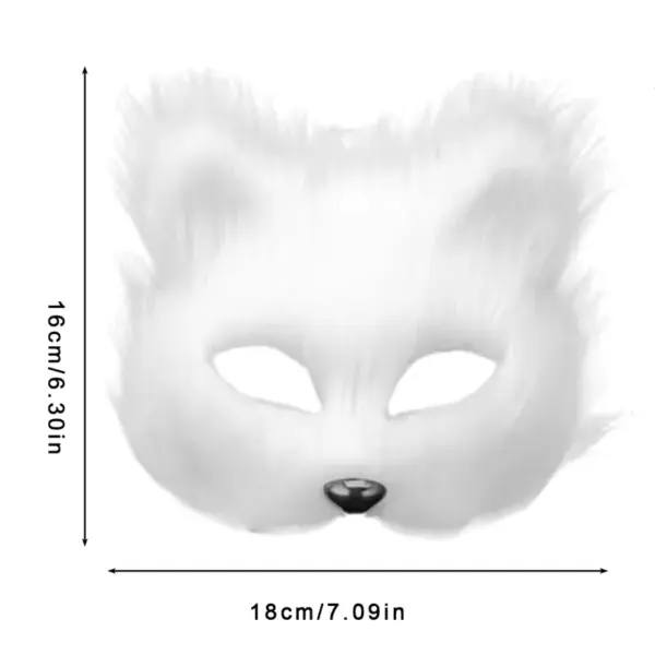 Plush Therian Mask Faux Fur Cat and Fox Half Face Mask size