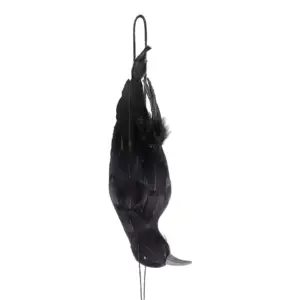 Realistic Black Crow Halloween Prop Feathered Hanging Raven Ornament for Outdoor Yard Gard