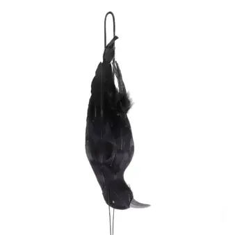 Realistic Black Crow Halloween Prop Feathered Hanging Raven Ornament for Outdoor Yard Gard