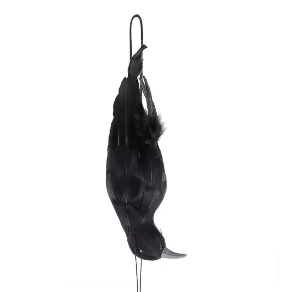 Realistic Black Crow Halloween Prop Feathered Hanging Raven Ornament for Outdoor Yard Gard