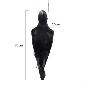 Realistic Black Crow Halloween Prop Feathered Hanging Raven Ornament for Outdoor Yard, Garden & Haunted House size