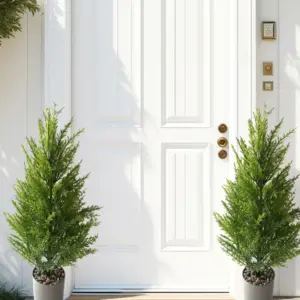 Realistic Faux Cypress Artificial Small Pine Tree for Indoor & Festive Decor entrance