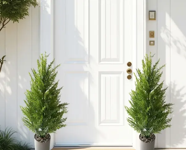 Realistic Faux Cypress Artificial Small Pine Tree for Indoor & Festive Decor entrance