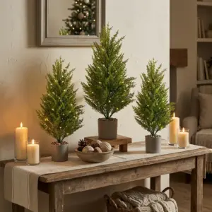 Realistic Faux Cypress Artificial Small Pine Tree for Indoor & Festive Decor -festive