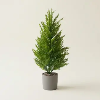 Realistic Faux Cypress Artificial Small Pine Tree for Indoor & Festive Decor single