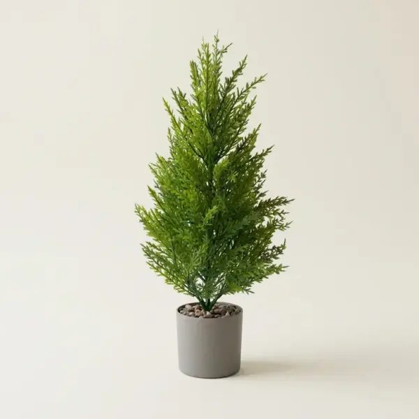 Realistic Faux Cypress Artificial Small Pine Tree for Indoor & Festive Decor single