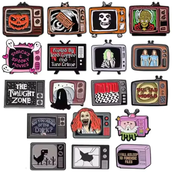 Retro TV Enamel Pins style feature Retro TV Enamel Pins style feature