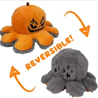 Reversible Pumpkin Octopus Plush reversible