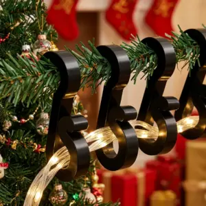 S-Shaped Plastic Christmas Ornament Hooks in use