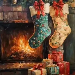 Santa & Winter Scene Poster Canvas Print Vintage Christmas Wall Art 6