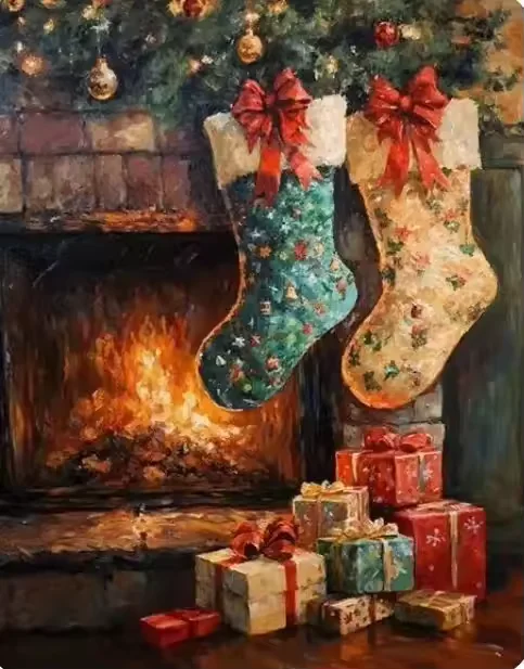 Santa & Winter Scene Poster Canvas Print Vintage Christmas Wall Art 6