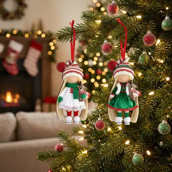 Set of 1218 Flat 2D Character Wooden Christmas Doll Figurines on tree Set of 1218 Flat 2D Character Wooden Christmas Doll Figurines on tree