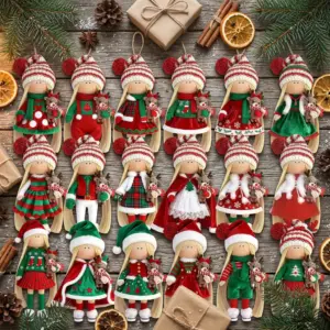 Set of 12/18 Flat 2D Character Wooden Christmas Doll Figurines - Image 4