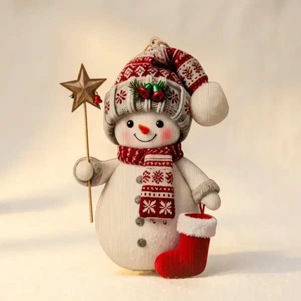 Set of 15 Assorted 2D Flat Christmas Snowman Hanging Ornaments Tree Decorations detail (1)