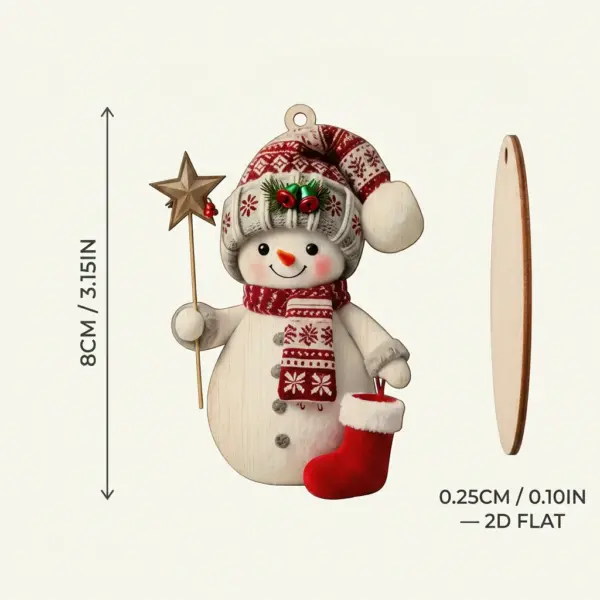 Set of 15 Assorted 2D Flat Christmas Snowman Hanging Ornaments Tree Decorations size-guide