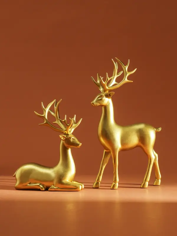 Set of 2 Rustic Deer Statues for Indoor Table Décor golden Set of 2 Rustic Deer Statues for Indoor Table Décor golden