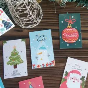 Set of 50 Mixed-Design Mini Christmas Greeting close