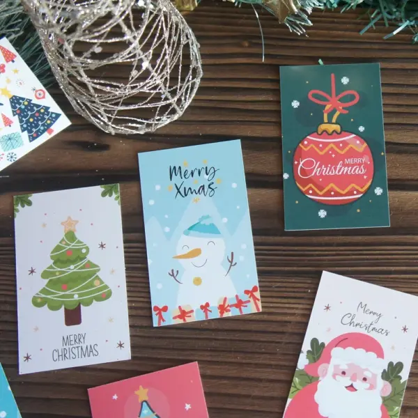 Set of 50 Mixed-Design Mini Christmas Greeting close