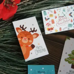 Set of 50 Mixed-Design Mini Christmas Greeting dark