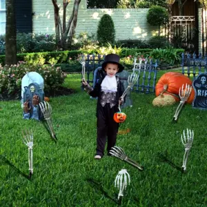 Skeleton Garden Stakes for Halloween Ground Insert Skull Head