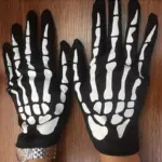 Skeleton Gloves for Halloween Black & White Bone Print Stretch Gloves for Skull Ghost & Costume Party