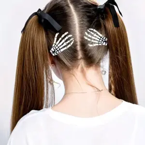 Skeleton Hand Hair Clips white