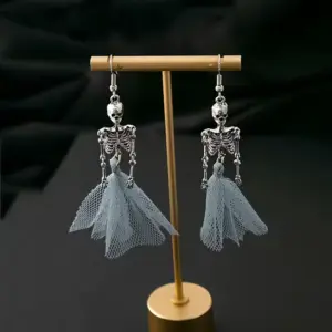 Skeleton Skull Earrings Gothic Punk Dangle Drop Jewelry for Halloween & Alt Fashion ED2877-2
