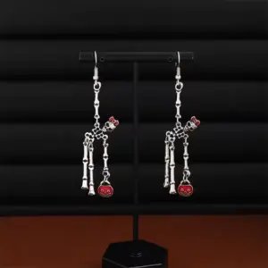 Skeleton Skull Earrings Gothic Punk Dangle Drop Jewelry for Halloween & Alt Fashion ED2877-4