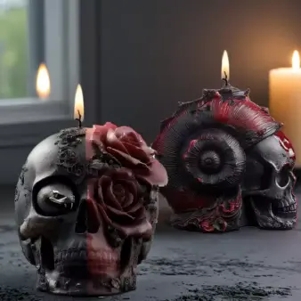 Skull Candle for Halloween Decor Sculpted 3D