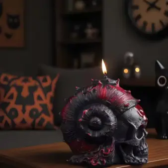 Skull Candle for Halloween Decor on table