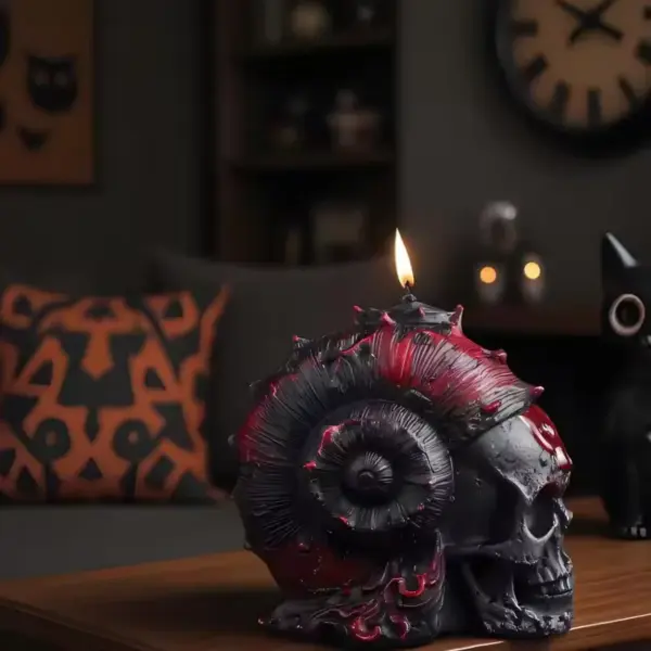 Skull Candle for Halloween Decor on table
