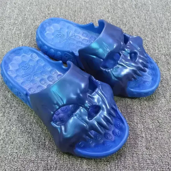 Skull Platform Slippers blue 2