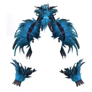 Sky blue Halloween Feather Shawl Wristlet Set