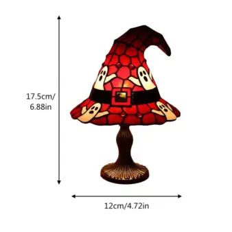 Stained Glass Witch Hat Lamp size