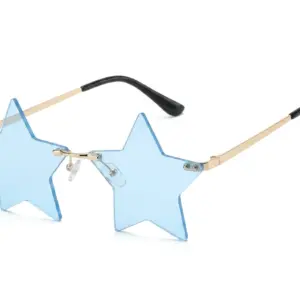 Star Shaped Rimless Party Sunglasses – Festive Christmas Decoration Eyeglasses for Men & Women blue