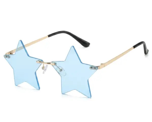 Star Shaped Rimless Party Sunglasses – Festive Christmas Decoration Eyeglasses for Men & Women blue
