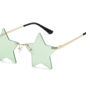 Star Shaped Rimless Party Sunglasses – Festive Christmas Decoration Eyeglasses for Men & Women green