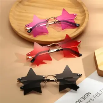 Star Shaped Rimless Party Sunglasses – Festive Christmas Decoration Eyeglasses for Men & Women multi